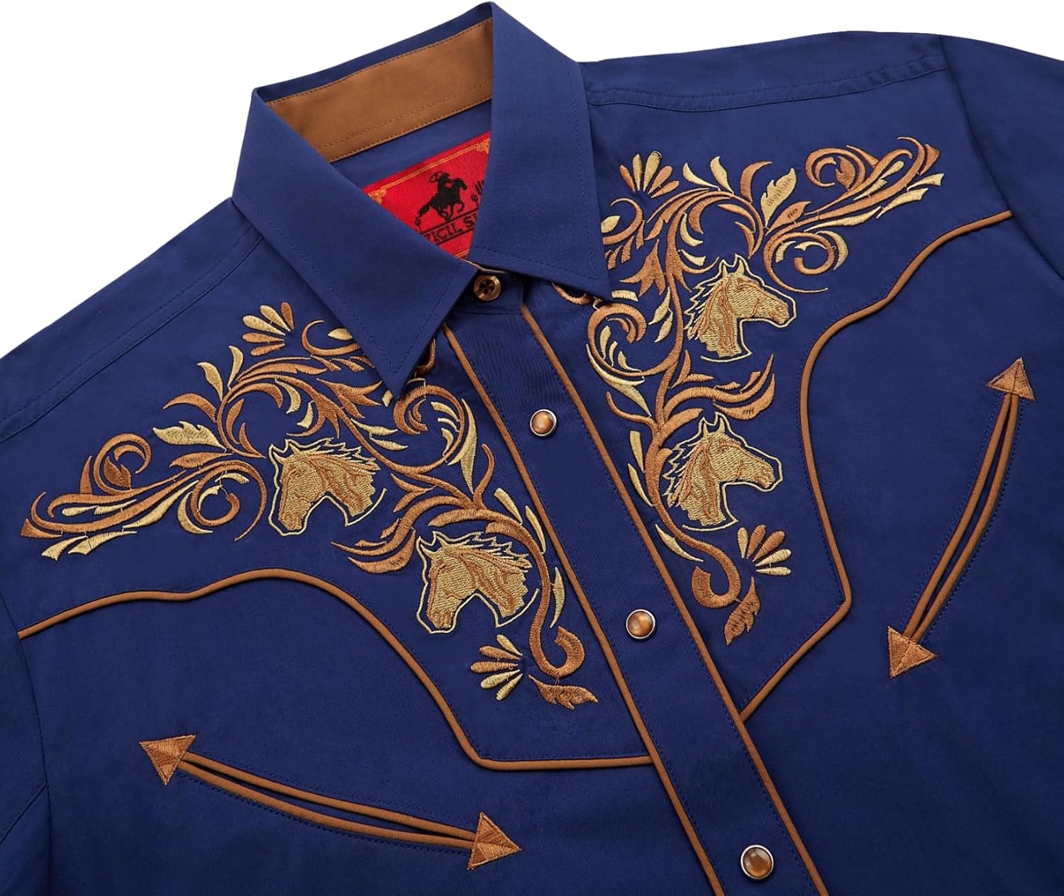Men's Western Cowboy Shirt Embroidered Exquisite Long Sleeve Regular Fit Snap Button Down Shirts - Image 3