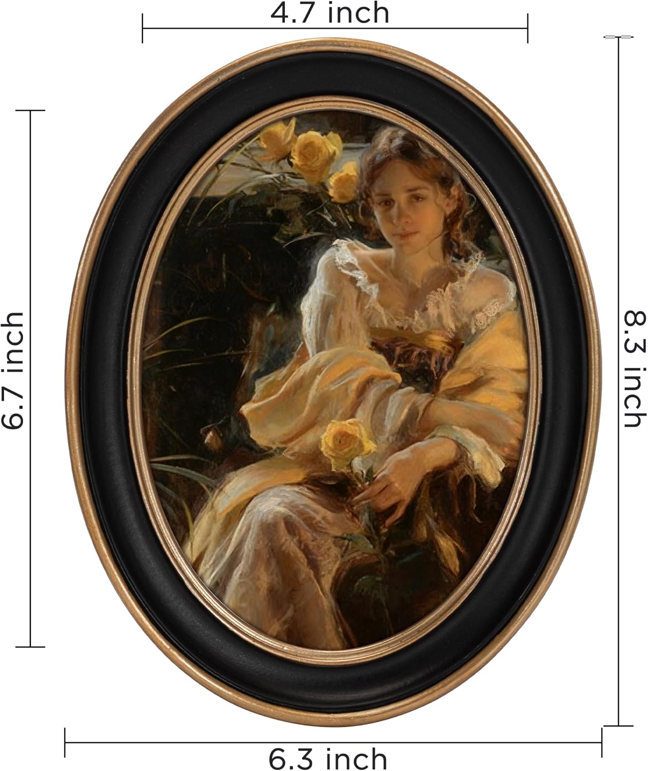 eletecpro 5x7 Vintage Picture Frame Set of 2 with Real Glass Cover, Oval Ornate Photo Frame, Display 5x7 Picture for Tabletop or Wall Hanging, Black Home Decor for Gallery Art
