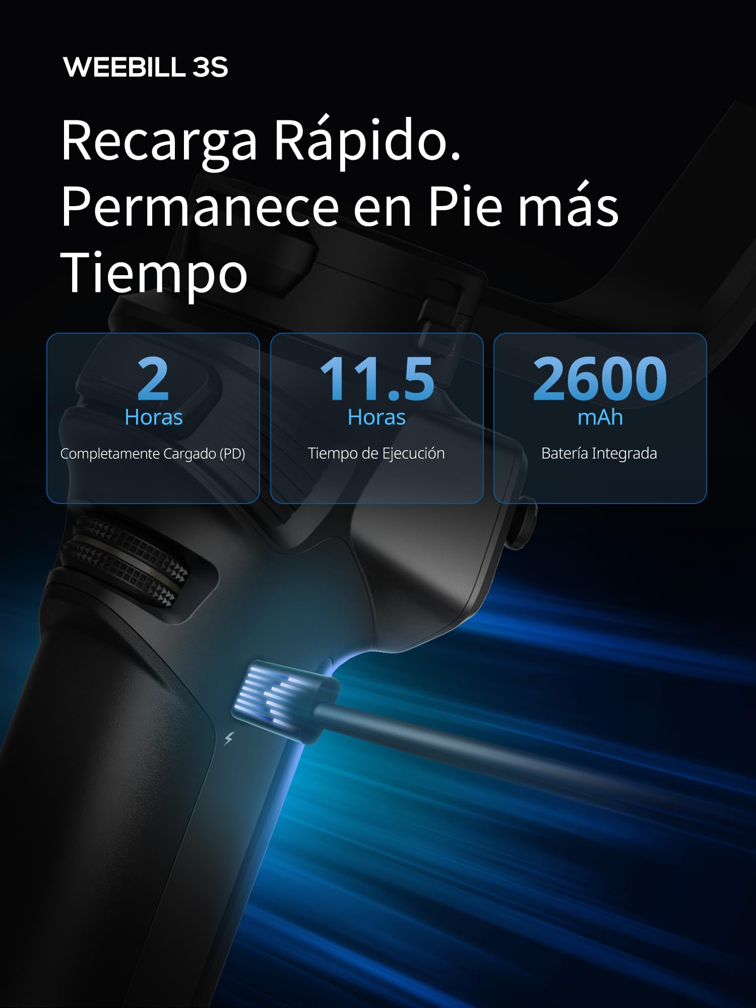 ZHIYUN Weebill 3S [Oficial] Estabilizador de cardán de 3 Ejes para cámara, Bluetooth, Disparo Vertical Nativo, Ligero DSLR y estabilizador sin Espejo con luz de llenado para