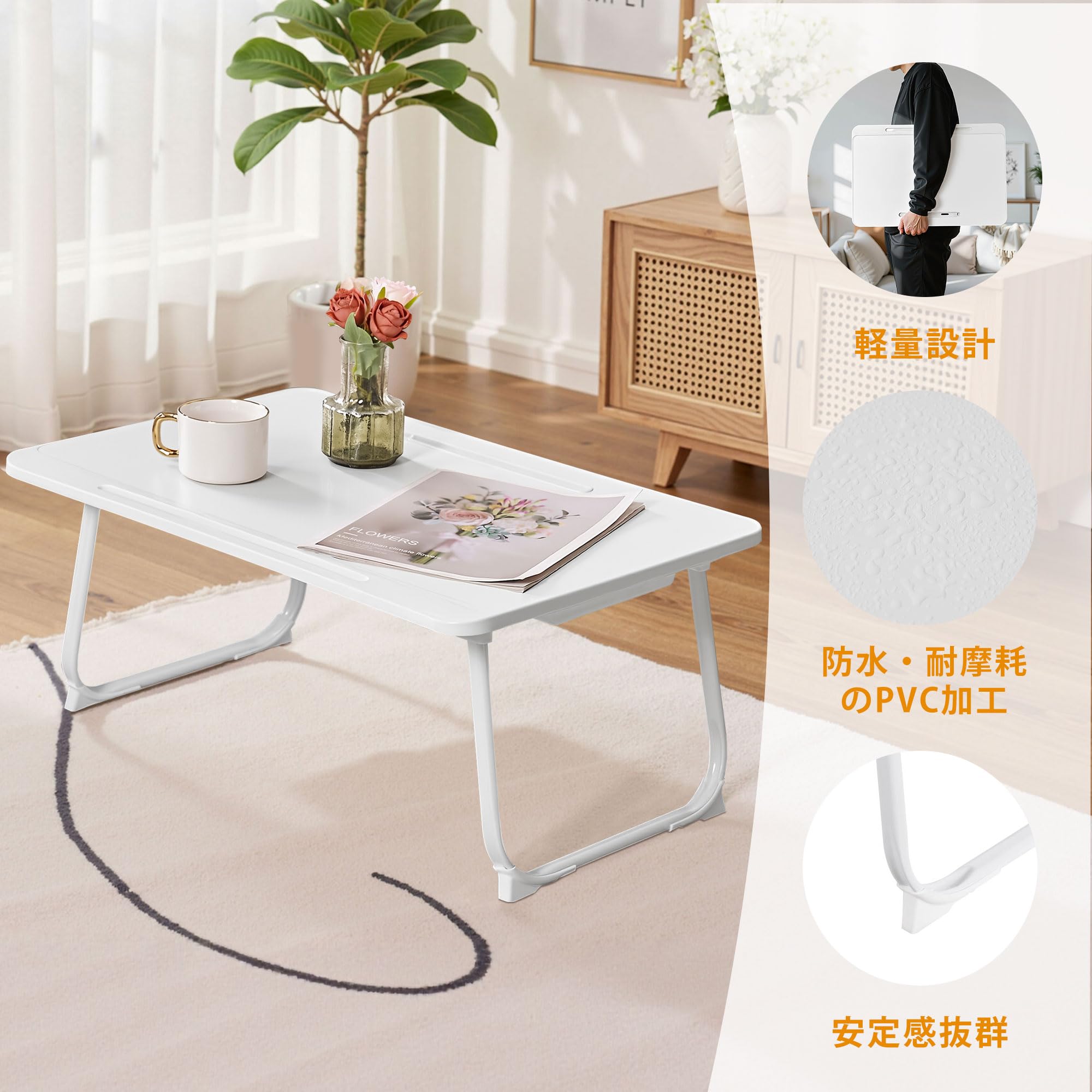 Amazon.co.jp: VECELO 折りたたみテーブル 折りたたみ机 ローテーブル