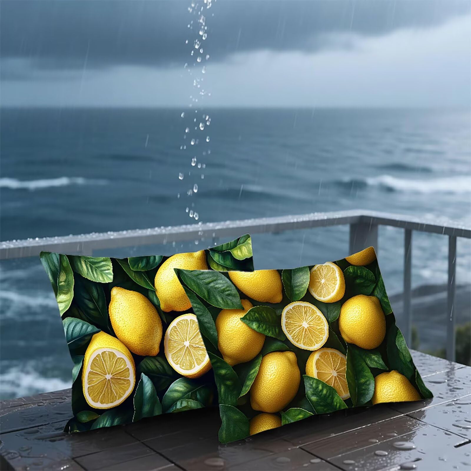 Federe Cuscino 60x80 Set di 2, Giallo Federe Cuscini Divano Velluto Morbido, Rettangolari Copricuscini 60x80cm Con Cerniera Invisibile, Copricuscino per Camera Casa Decorazioni, Frutta 4-4280