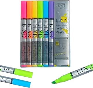 Corslet Highlighter Pen Set 6 Pcs Multicolor Fluorescent Marker Pens Chisel Tip Smooth Ink for Office School Study Notes Quick Dry Non Smudge Writing Supplies for Students Teachers Pack