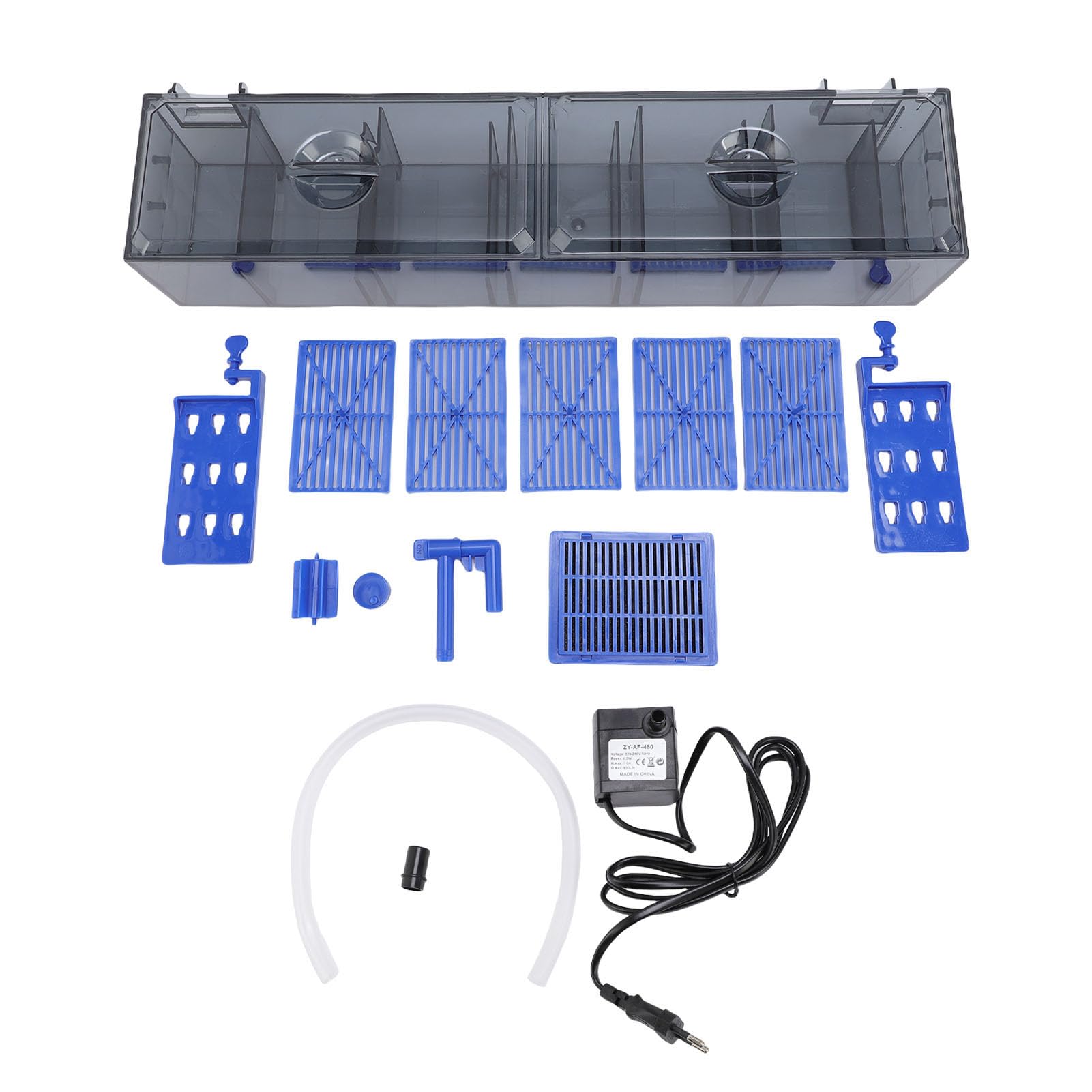 Luocute Aquariumfilter, Externer Filter für Aquarium Double Suspension Wasserfall Progressive Filtrationssystem Fischtank Am Filter Hängen (EU-Stecker 220V)