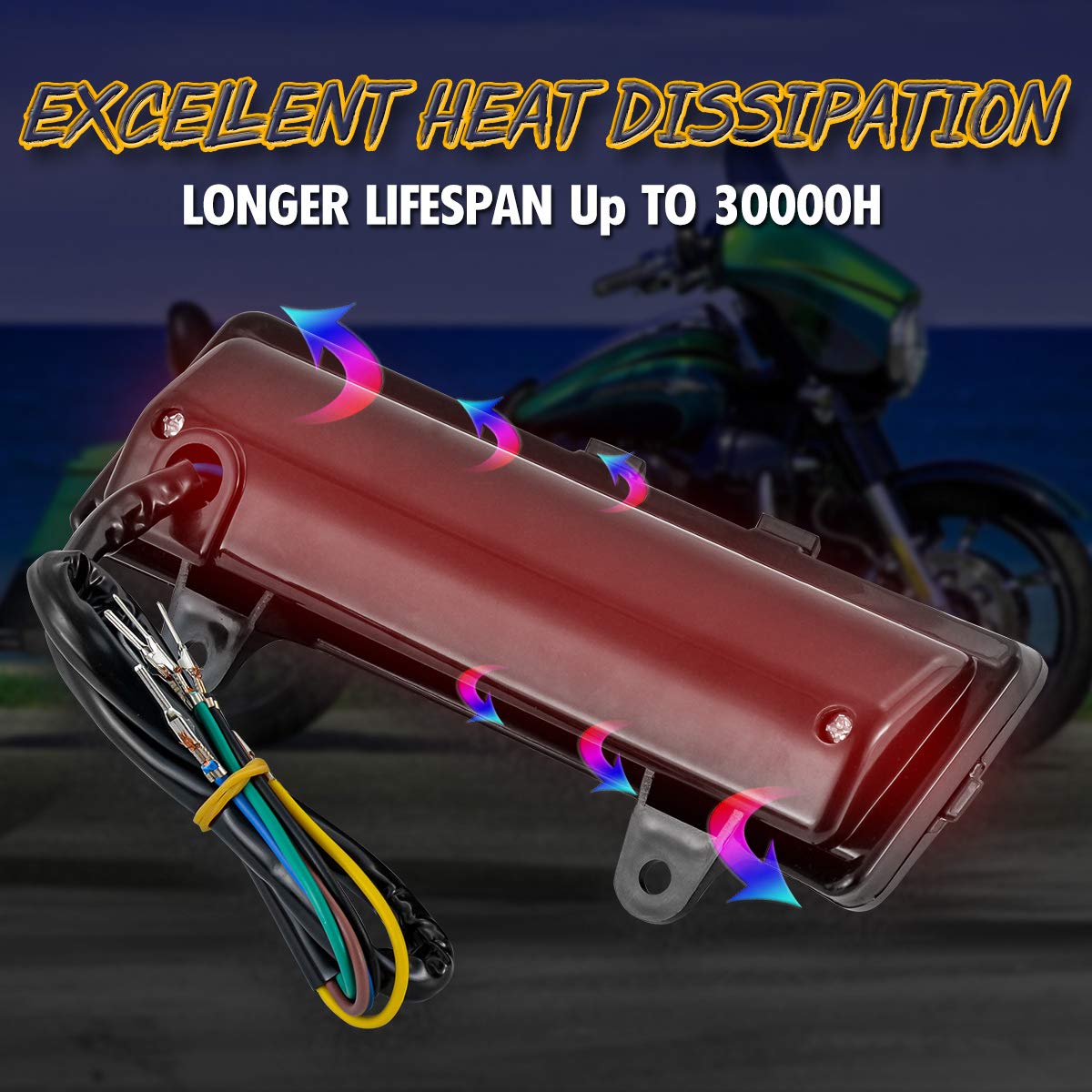 KATUR Motocykl Tri-Bar Błotnik Światło Tylne Światło Tylne Światło Sygnalizacyjne Zintegrowane Uniwersalne Światło hamowania LED do Harley Street Glide Touring FLHX FLTRX (Czerwona soczewka)