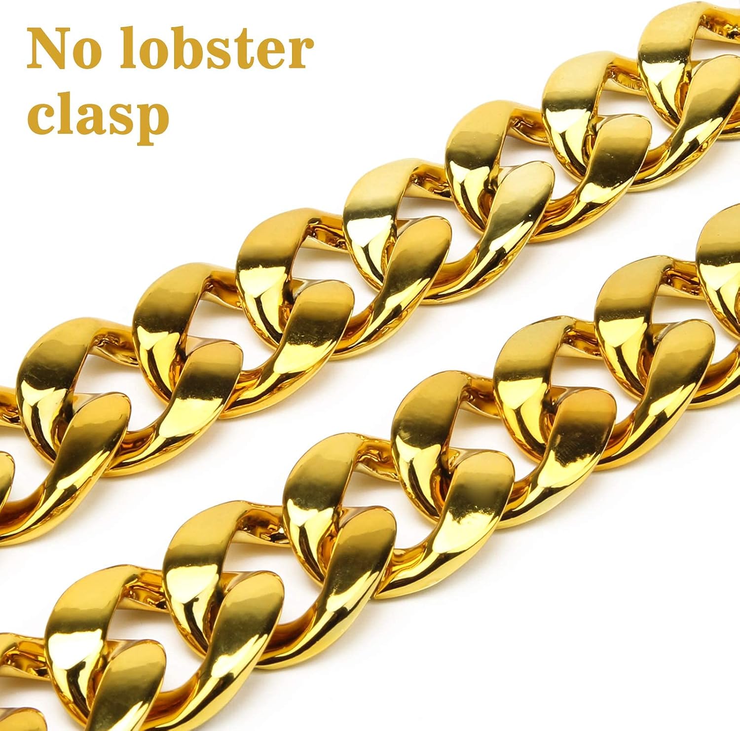 Hip Hop Chunky Gold Chain 2 Pack,32 Inch Plastic Gold Necklace 80s 90s Punk Turnover Necklace Men Costume Accessory for Party Costume Class Bar… - Image 3