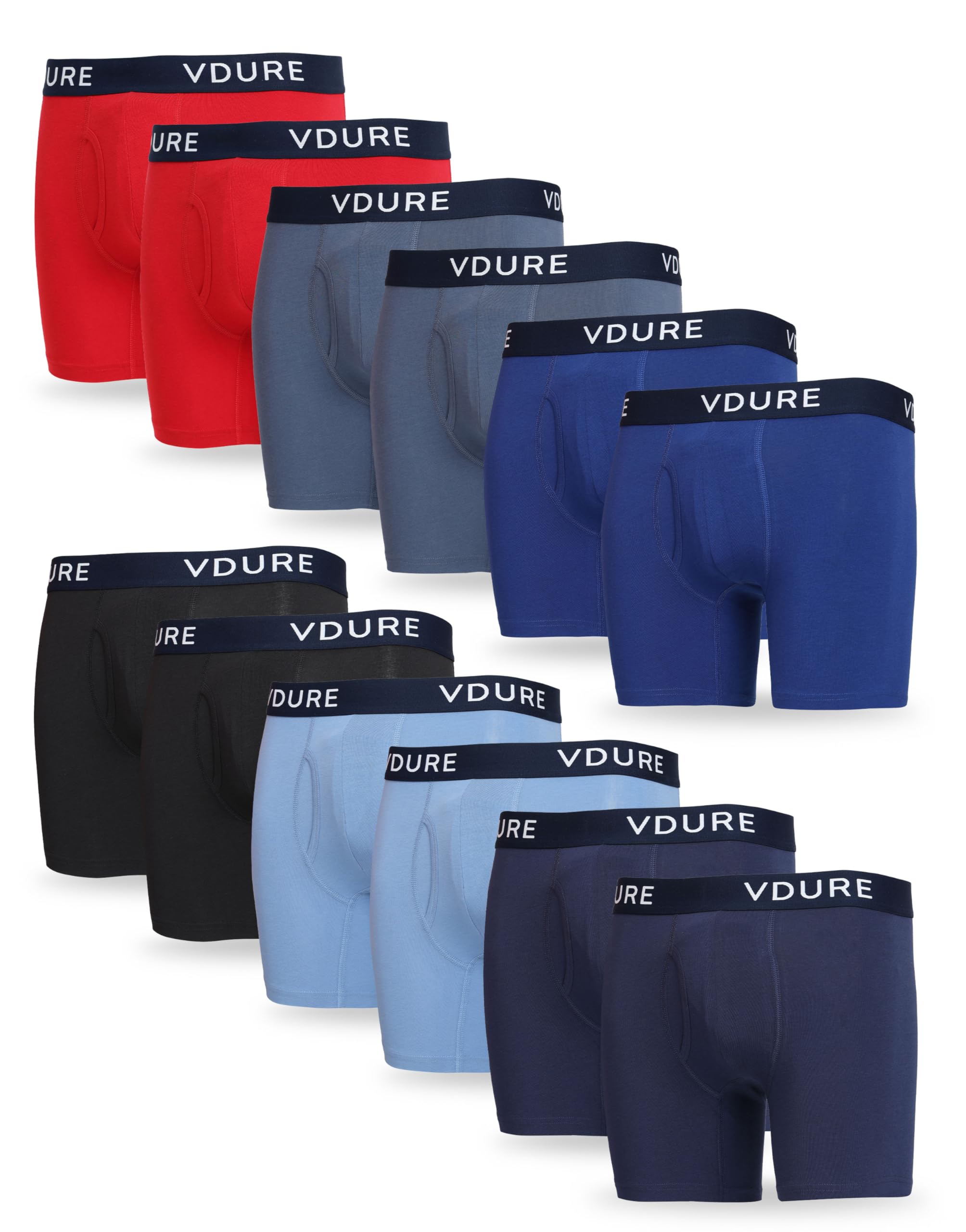Mens Boxer Briefs Soft Stretch Cotton Mens Underwear with No-Roll Waistband Supportive Effortless Fit- Multipack