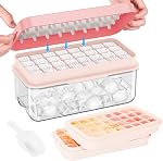 Bac à glaçons avec couvercle et bac, 56 Pcs Moules de cubes de glace, Plateaux de glace pour congélateur, Moule de bacs de glaçons, avec 2 Bacs, container de congélateur à glace, couvercle amovible résistant aux déversements & Glace, pour whisky, queue de coq