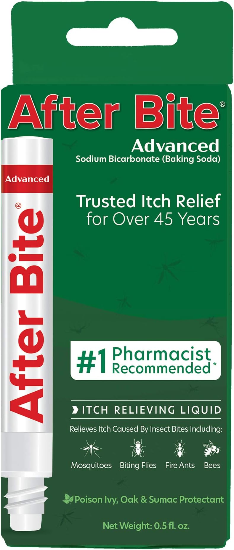 Advanced Formula with Baking Soda & Ammonia, Pharmacist Preferred Insect Bite & Sting Treatment, Skin Protectant, Portable Instant Relief, Stop Itching Applicator Pen, 0.5-Ounce (4 Pack)