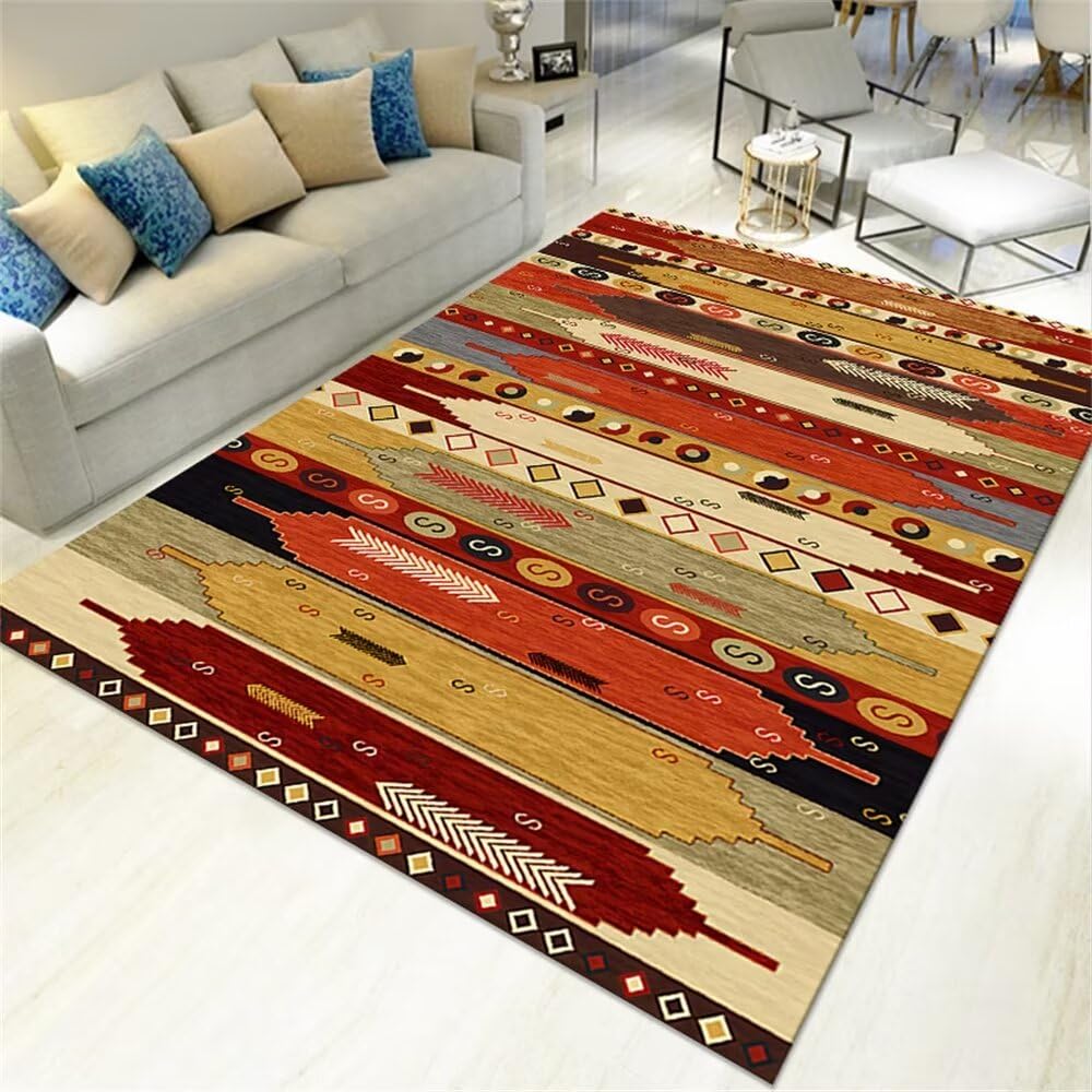 Tapis de couloir rectangulaire rouge 80x150cm au motif floral vintage pour chambre