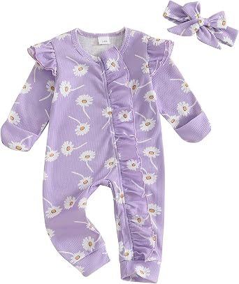 Newborn Baby Girl Clothes Long Sleeve Jumpsuit Romper Hospital Coming Home Outfit Preemie Girl Clothes