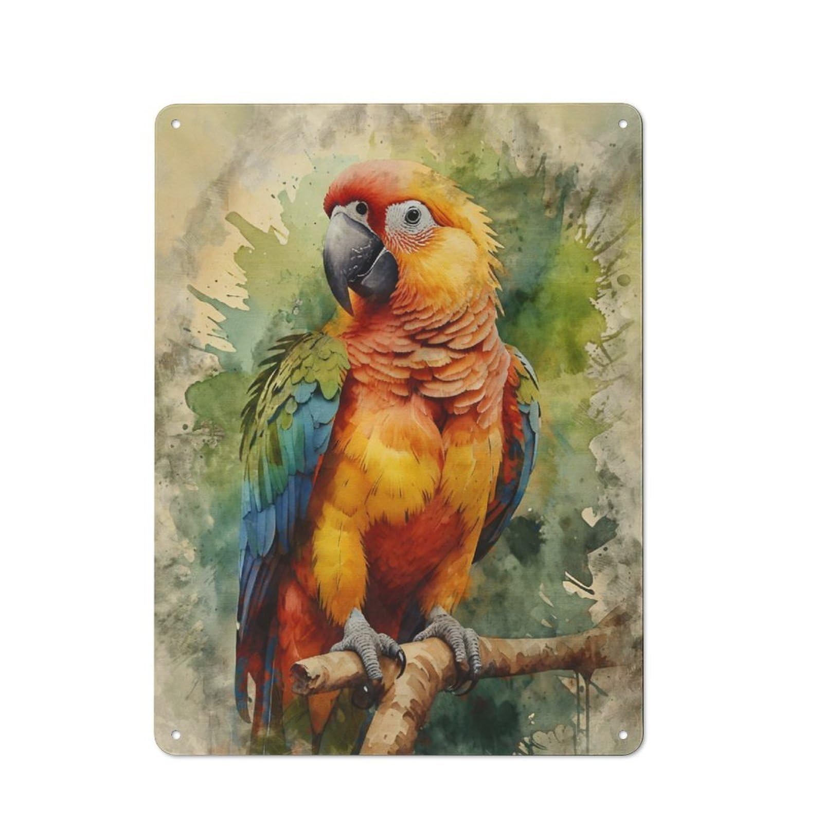 Junmoney Vibrant Scarlet Macaw Rustic Metal Sign 40X30cm For Guest Room Or Hallway, Suited To Hallway Wall Decor Fans