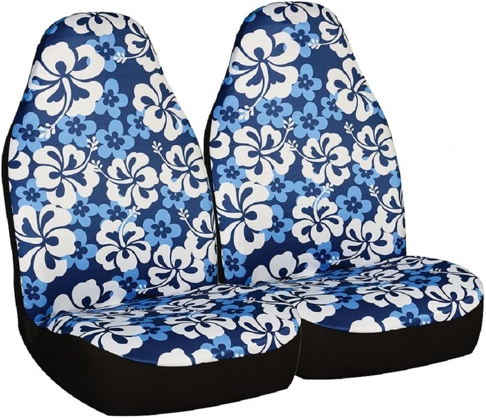 Allison 67-0346BLU Blue Hawaiian Print Universal Bucket Seat Cover - Pack of 2