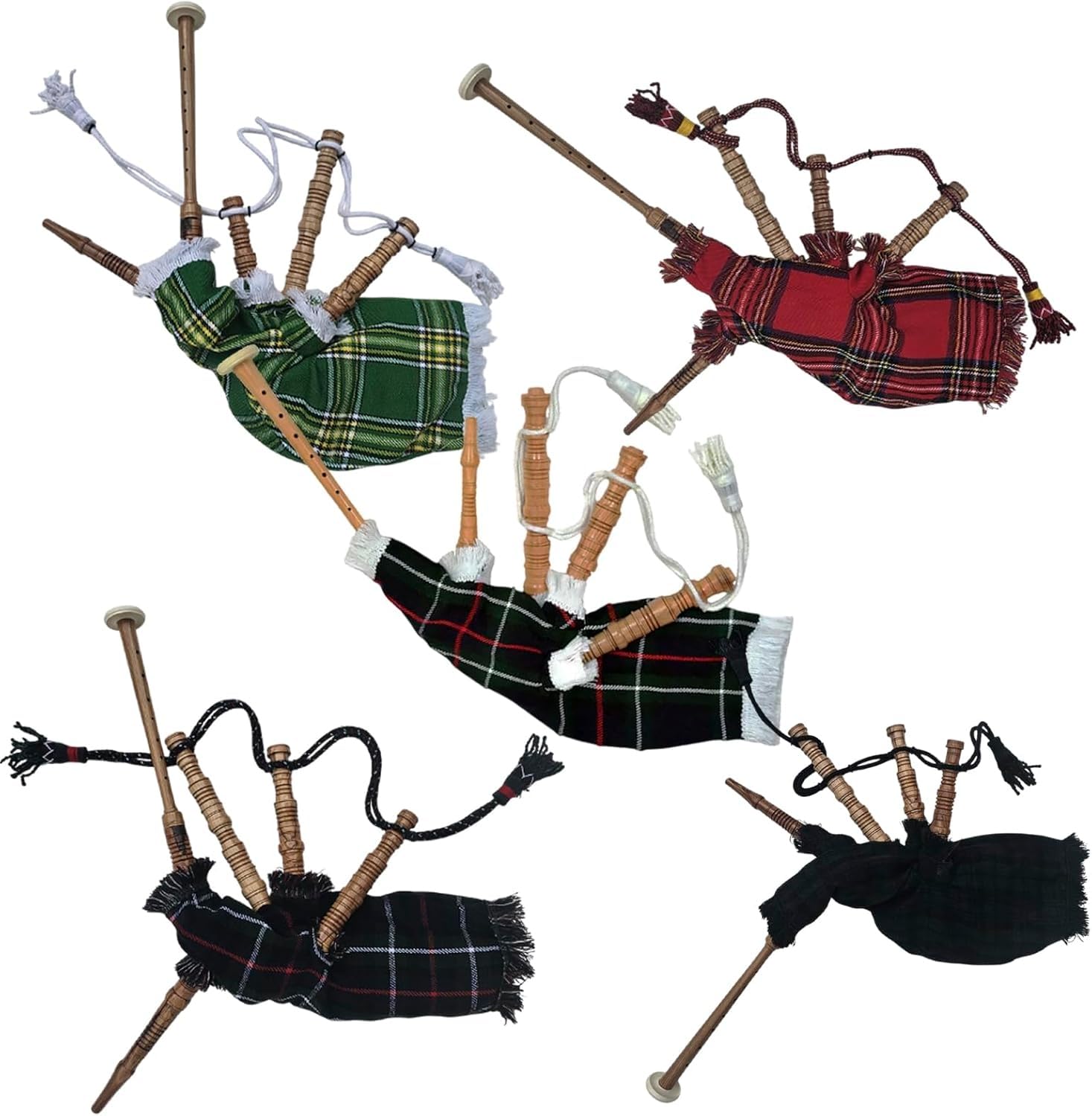 Mini cornamusa scozzese per bambini, realizzata a mano, in legno di palissandro di palissandro, cornamusa tradizionale per principianti (cornamusa irlandese verde-bianca)