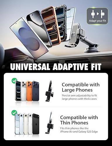 Miniatura 2 de Bracketron TripGrip PRO - Soporte universal para teléfono de automóvil, con brazo telescópico (3.5 a 6.5 pulgadas) para parabrisas y tablero,