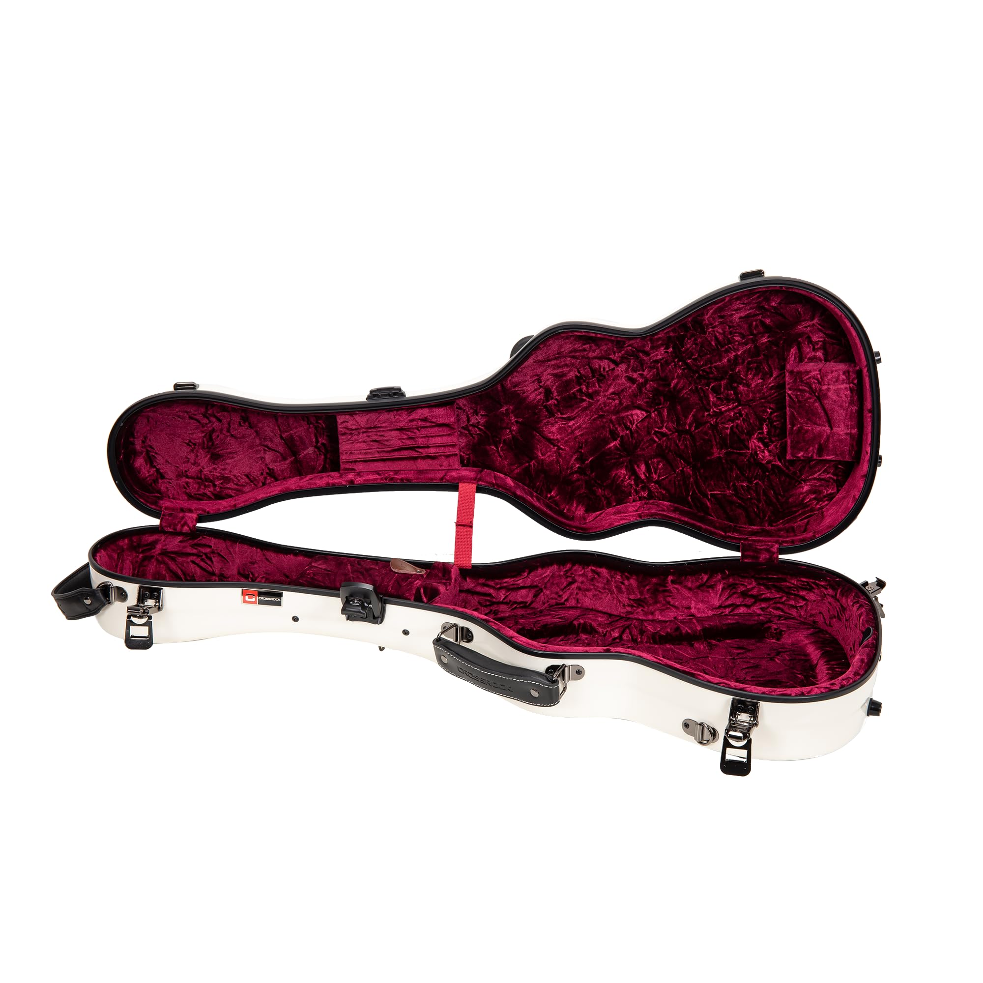 Crossrock Tenor Ukulele Case, Fits Up to 27 Inches | 100% Fiberglass Hardshell with Brand Latches, TSA Lock, Accessory Compartment, and Detachable Straps-Milky White (CRF2030TUMW)