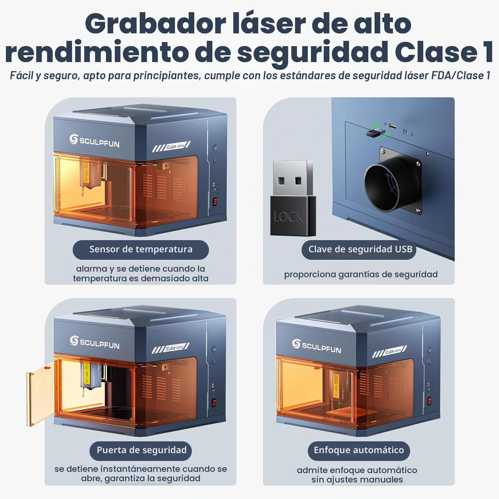 SCULPFUN iCube Ultra Dual 12W Grabador Láser, 12W Diodo & 1,2W Infrarrojo, con Autoenfoque y Filtro de Humo, Cortadora de Escritorio Cerrada para Madera, Cuero, Metales, Acrílico, 150x135mm