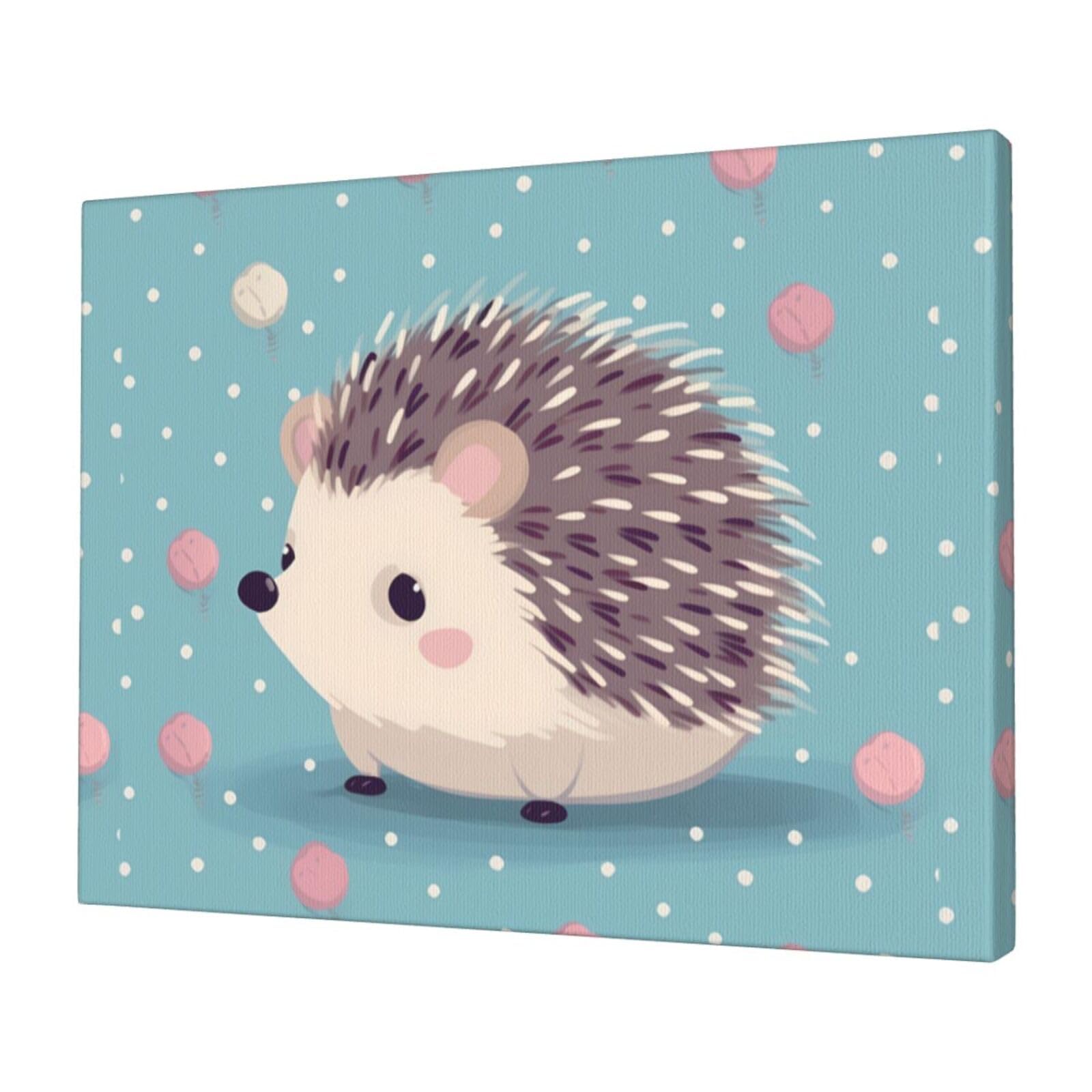 FodPand Canvas Wall Art for Living Room Wall Decor 12"x16" Modern Artwork Painting Pictures Hanging Canvas Prints Hedgehog Polkadot Aesthetic Wall Art for Bedroom Bathroom Office Wallart Decor
