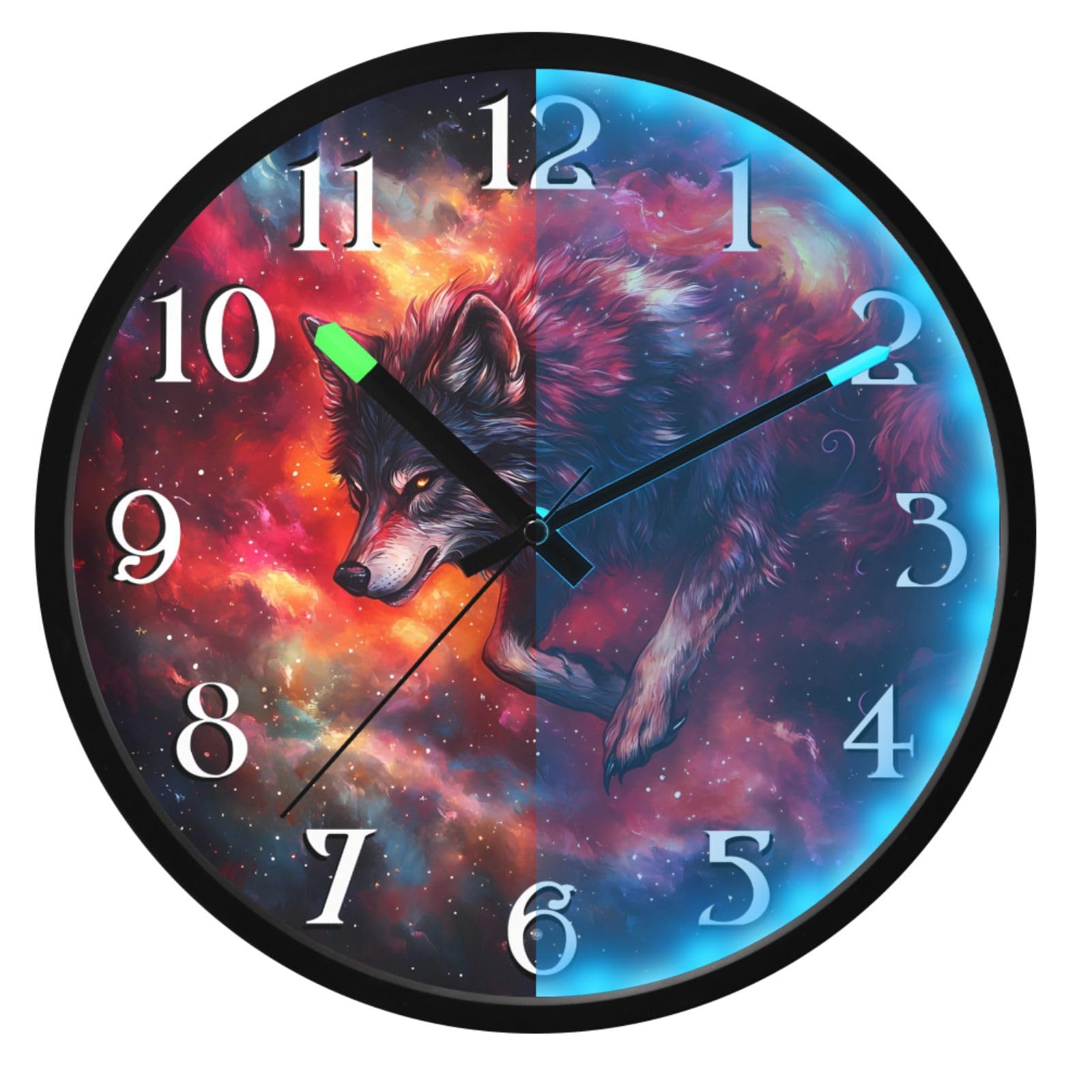 Mnsruu Reloj de pared luminoso con diseño de galaxia y cielo estrellado, funciona con pilas, silencioso, brilla en la oscuridad, para sala de estar, cocina, 30,5 cm