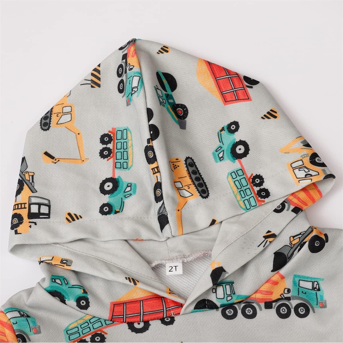 Toddler Boy Hoodie Sweatshirt - Pullover Dinosaur Long Sleeve Shirt Fire Truck Print Kids Winter Clothes 2T-7T - Image 3