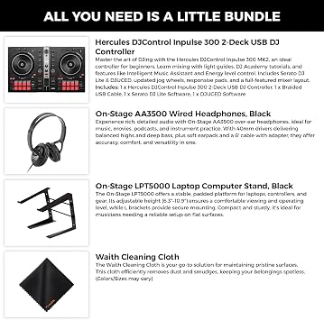 Hercules DJControl Inpulse 300-2-Deck USB DJ Controller, Headphones Bundle