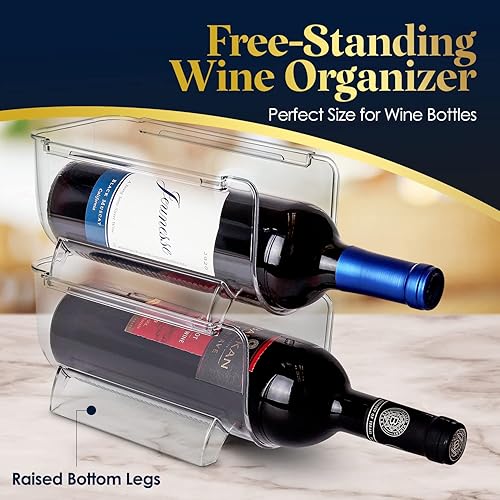 Miniatura 3 de Homeries Organizador de botellas de vino y agua, estante apilable para encimeras de cocina, mesa, despensa, refrigerador, bares, acrílico, estante