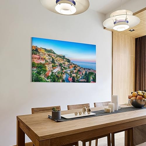 Miniatura 3 de Lienzo decorativo para pared, bahía de Giardini-Naxos, costa del mar Jónico, Taormina, Sicilia, Italia, impresiones en lienzo para pared, pinturas