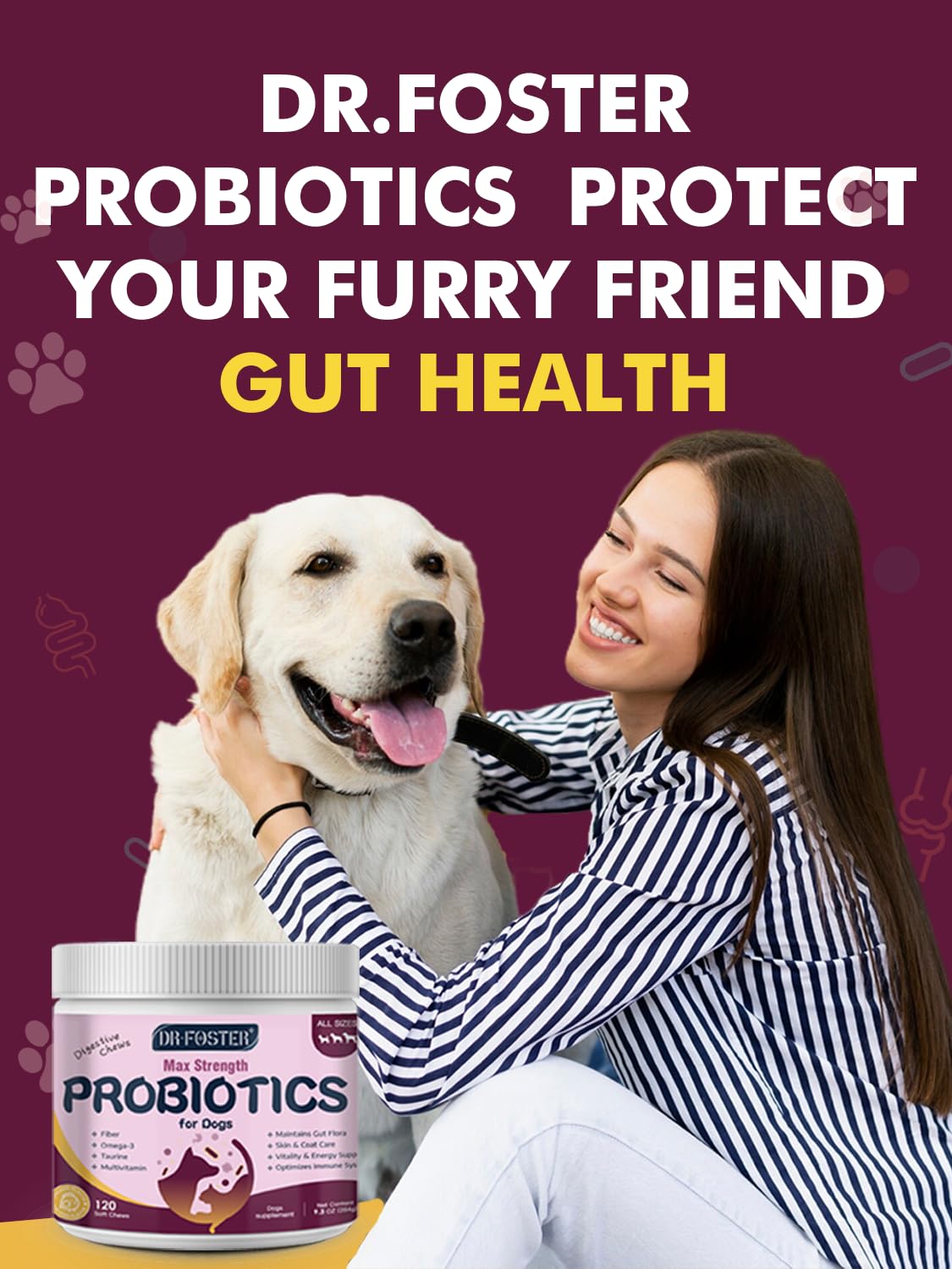 Probiotics for Dogs - Dog Probiotics for Digestive Health, Prebiotic, Digestive Enzymes for Dogs with Pumpkin, Omega-3, Support Gut, Immune, Diarrhea, 120 Soft Chews - image 8