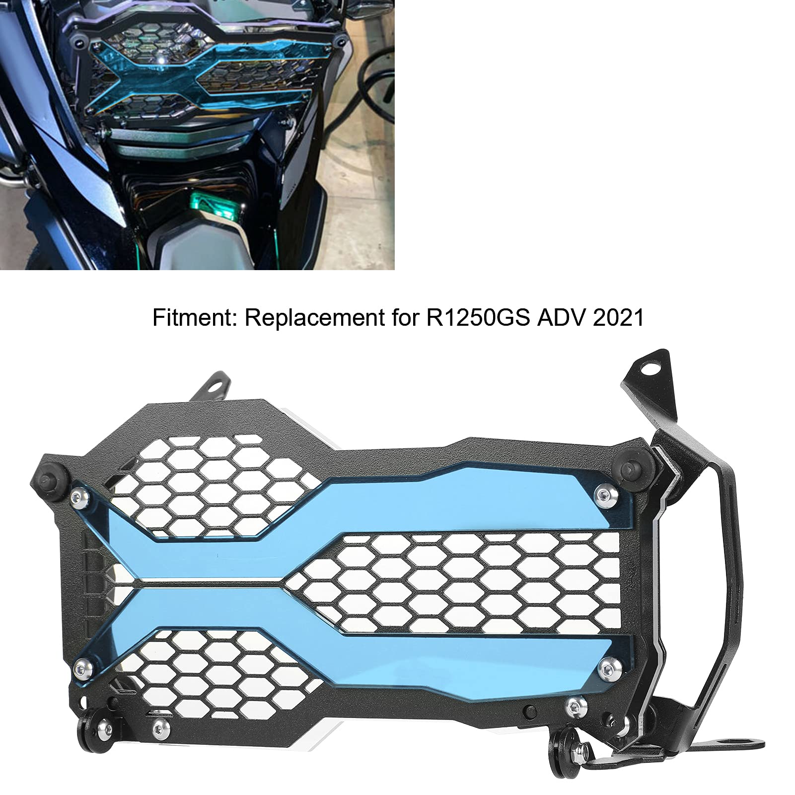 Scheinwerfer-Gitterschutz, verschleißfester Frontlicht-Schutz, langlebig, sicheres Fahren für Motorrad (blau)