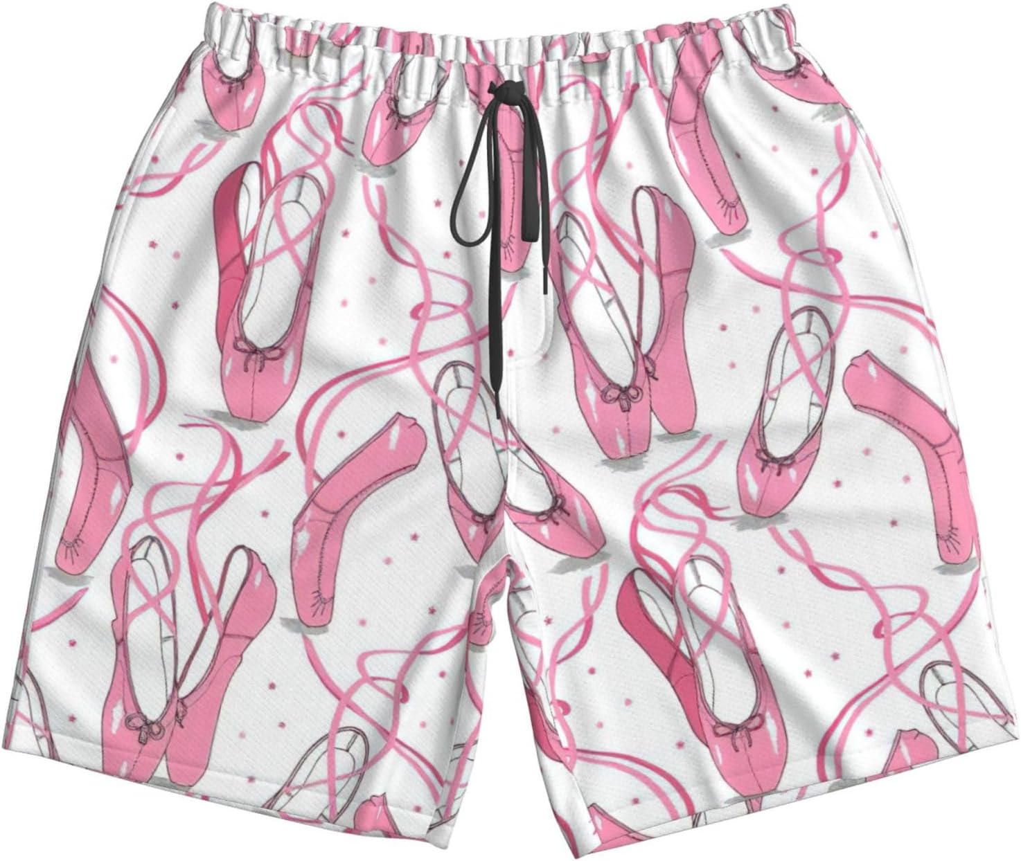 Ballet Shoes Print Men's Hawaiian Beach Shorts Elastic Novelty Summer Casual Shorts with Pocket