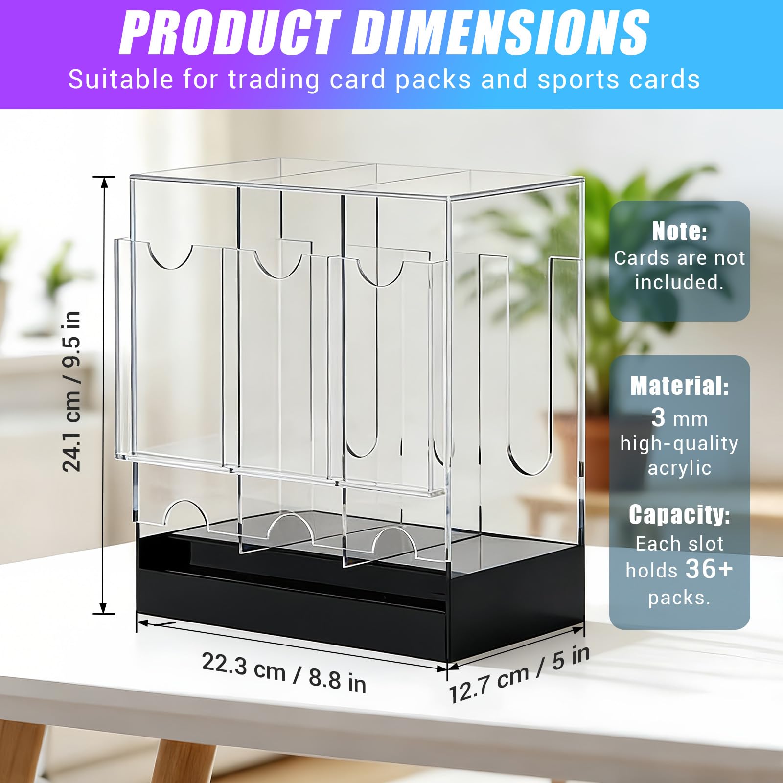 3 Slot Booster Pack Dispenser con Base Nera
