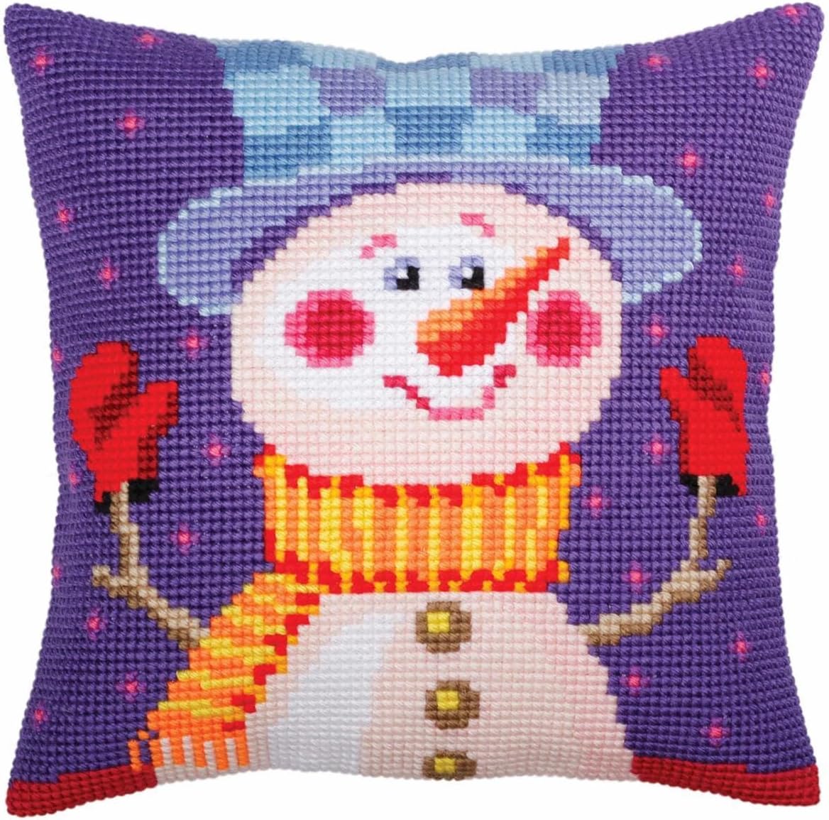 RTO Collection D'Art Stamped Needlepoint Cushion Kit 40X40cm-Cheerful, Cheerful Snowman
