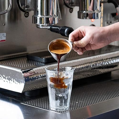 Miniatura 7 de Vasos de chupito de café expreso de 2 onzas, taza medidora de café espresso con asa e Insdie Mark de acero inoxidable para barista, cafetería,