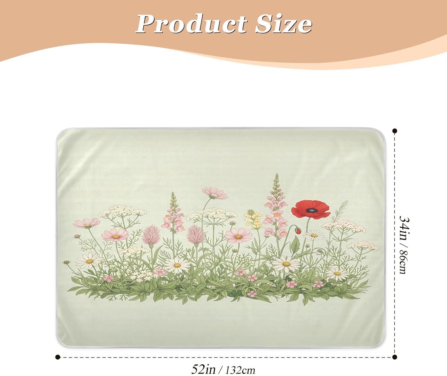 CEBUGI 34” x 52”Washable Underpads Heavy Absorbency Waterproof Incontinence Bed Pads Wildflowers Pee Pads for Adults Kids and Baby