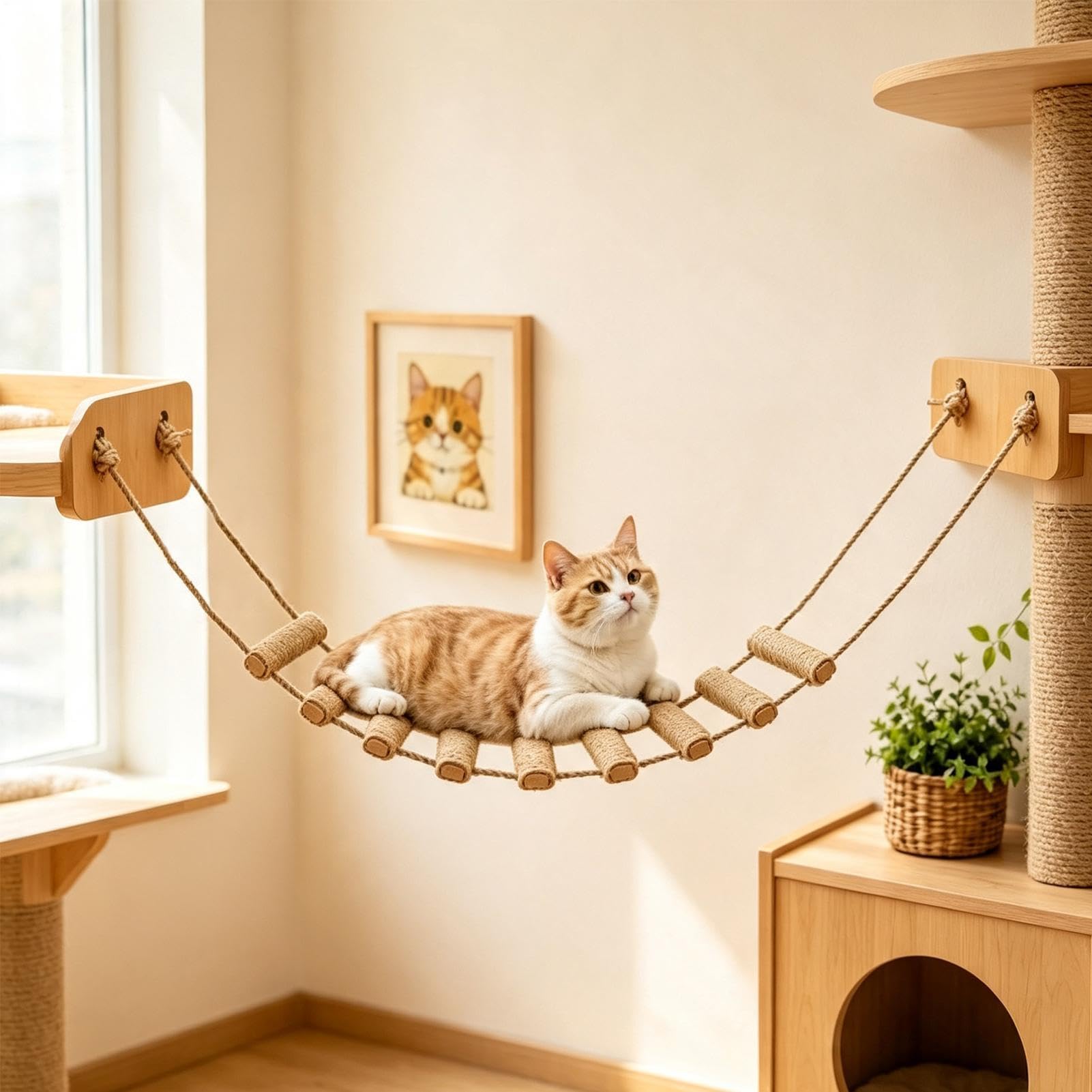 Katzenkletterleiter Sisal bissfeste Kletterstange für kleine Kitten