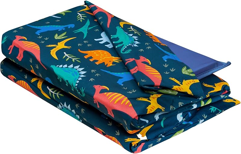 Kids Cotton Nap Mat Cover for Boys – Soft Replacement Cover with Sewn-in Flap, Fits 1.5" Vinyl Sleep Mats, Machine Washable, Daycare & Preschool, Ages 2–6 – Jurassic Dinosaurs