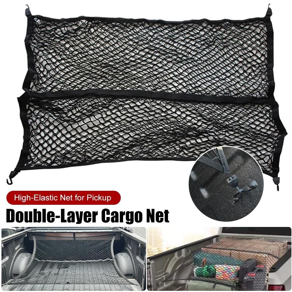 Filets pour Auto Filet De Chargement Hautement Élastique pour Camionnette, 4'x4', Extensible Jusqu'à 7'x7', Double Couche, pour Ford SVT pour Tundra Filet Coffre Voiture(A)