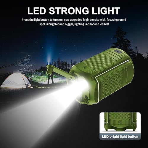 Miniatura 7 de Linterna de campamento de 5000 mAh solar con manivela LED telescópica cargador USB para cortes de energía, lámpara portátil recargable con pilas,