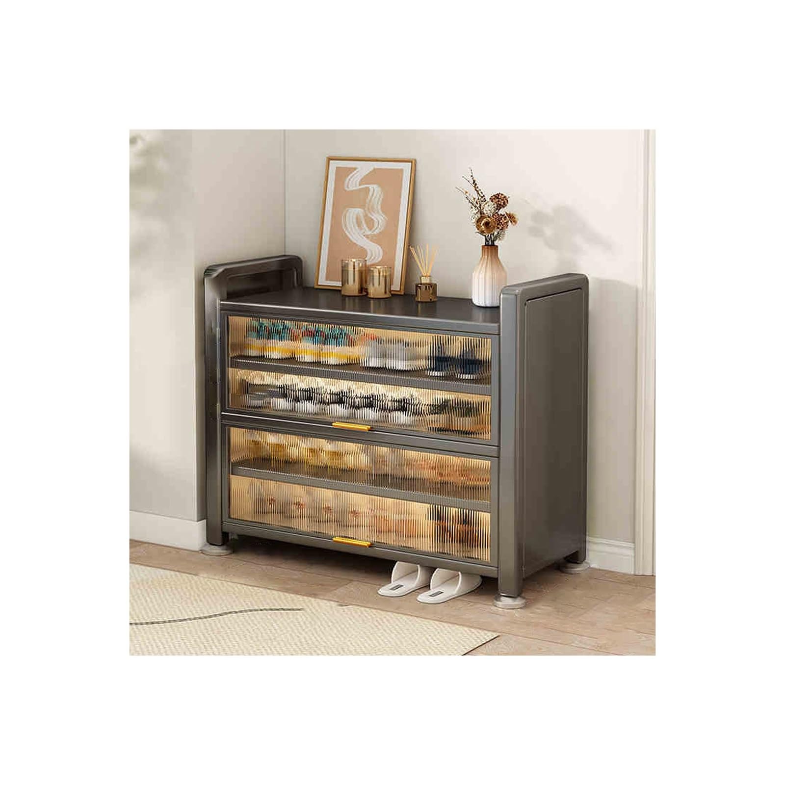 Zapatero Moderno Zapatero De Entrada Organizador De Zapatos Para Entrada Estante Apilable Para Zapatos Organizador De Zapateros Organizador De Almacenamiento Para Entrada(Gray,100*80*38CM)