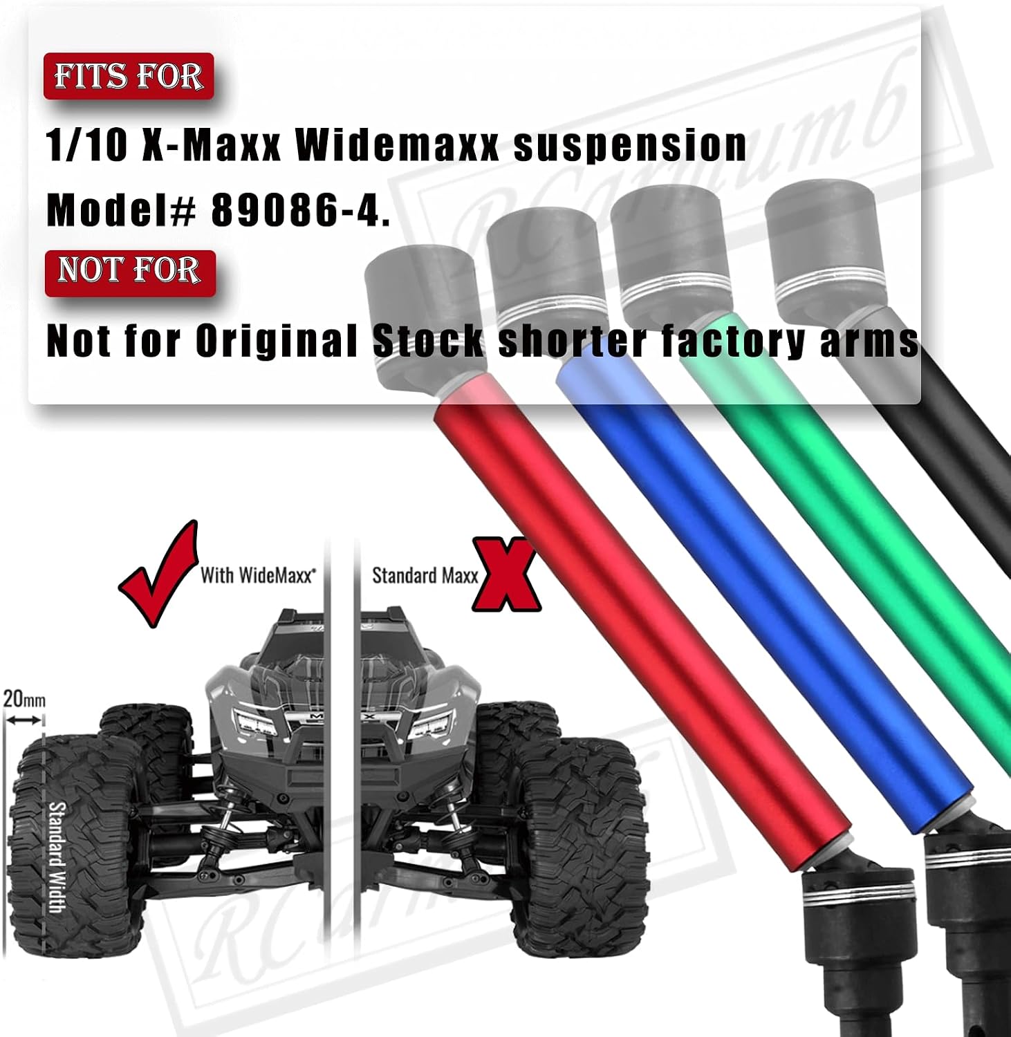Drive Shaft CVD Upgrades for 1/10WideMaxx (Not for Shorter Factory Arms),4pcs Front Rear Driveshaft Upgrades Parts with Wheel Hex Nuts,Harden #45 Steel Hop-up,Replace #8996X,Green