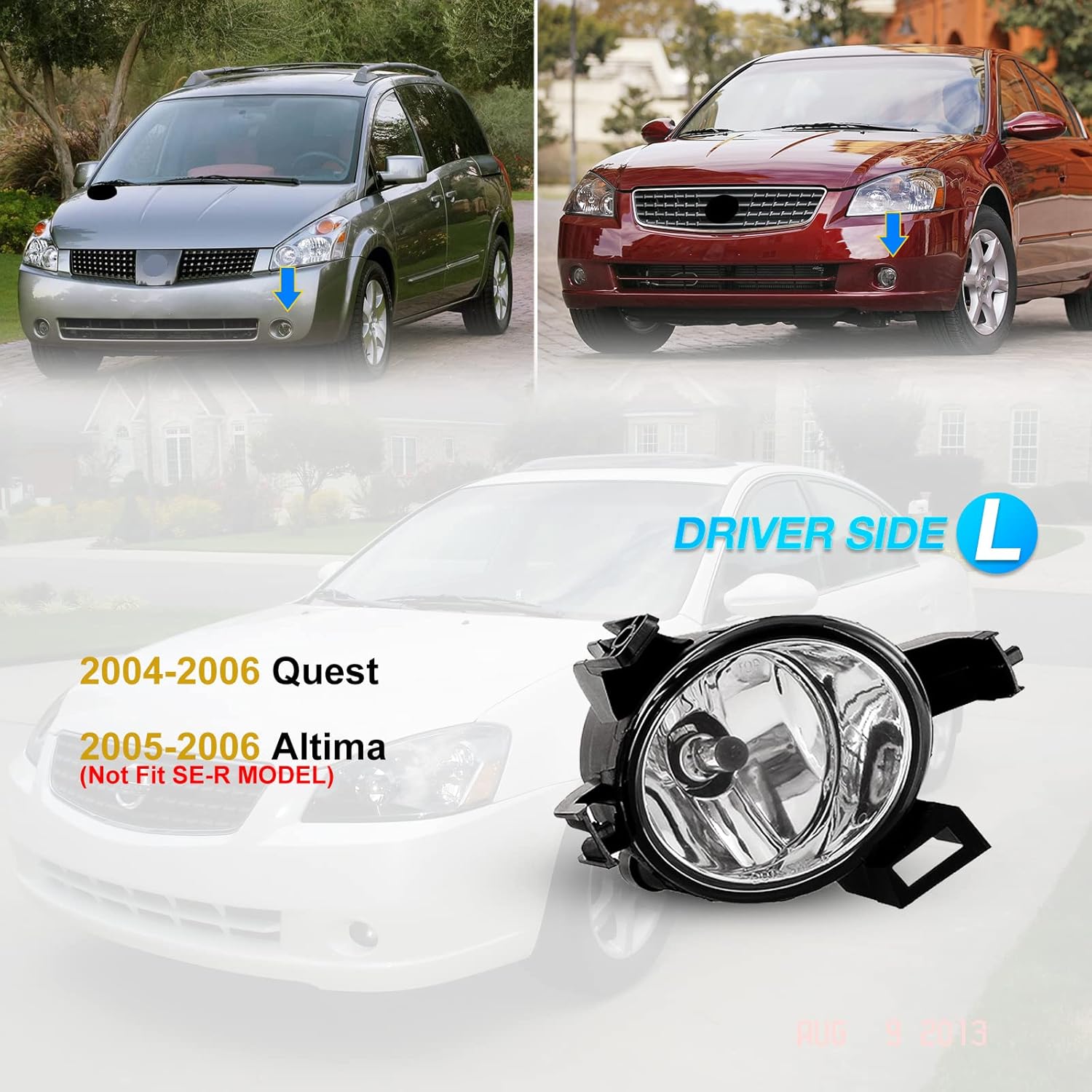 AUTOWIKI Fog Light Fit for 2004-2006 Nissan Quest/ 2005 2006 Nissan Altima (Not Fit SE-R Model) With Clear Lens, Driver Left Side Fog Lights for Nissan Altima 05 06