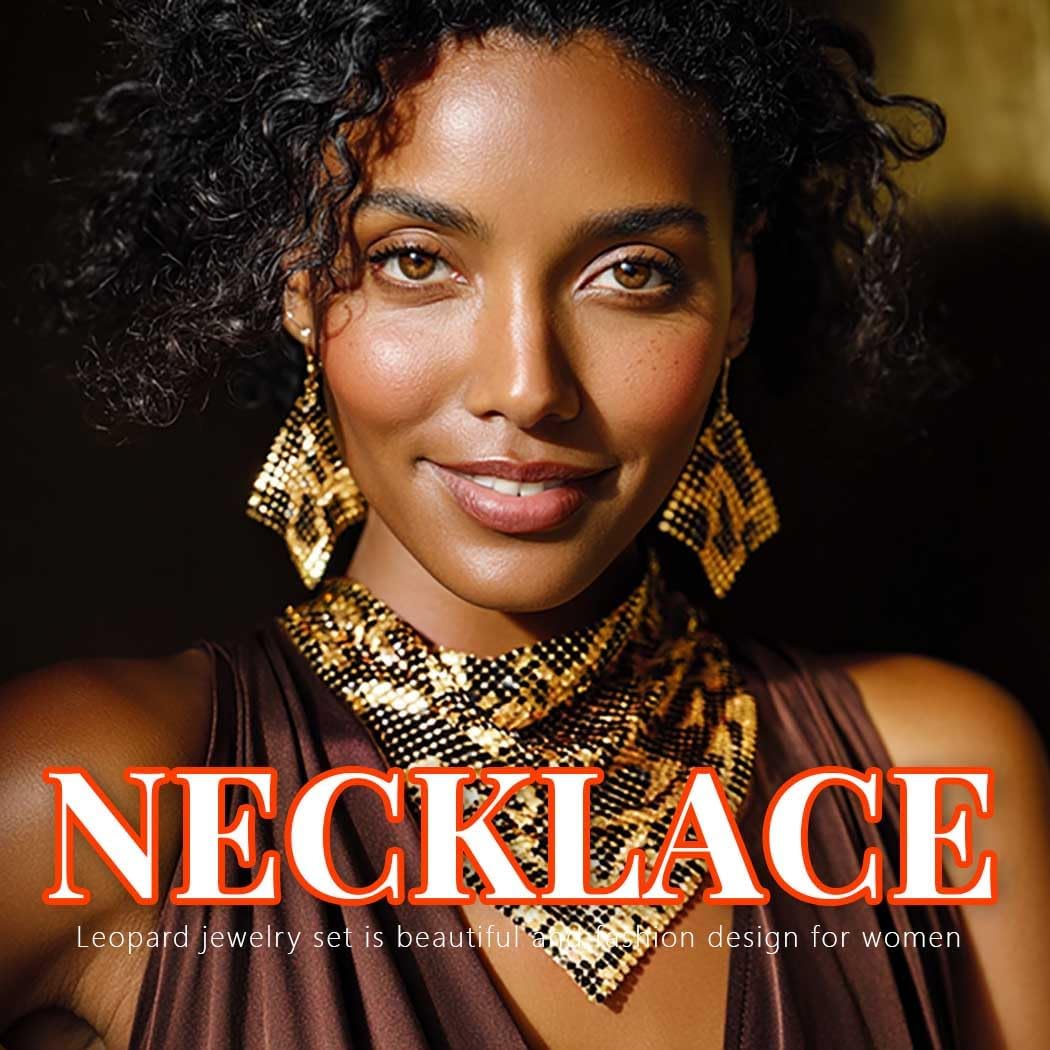 Sixexey Leopard Jewelry Set Black and Gold Leopard Print Necklace Earrings Jewelry for Women - Image 7