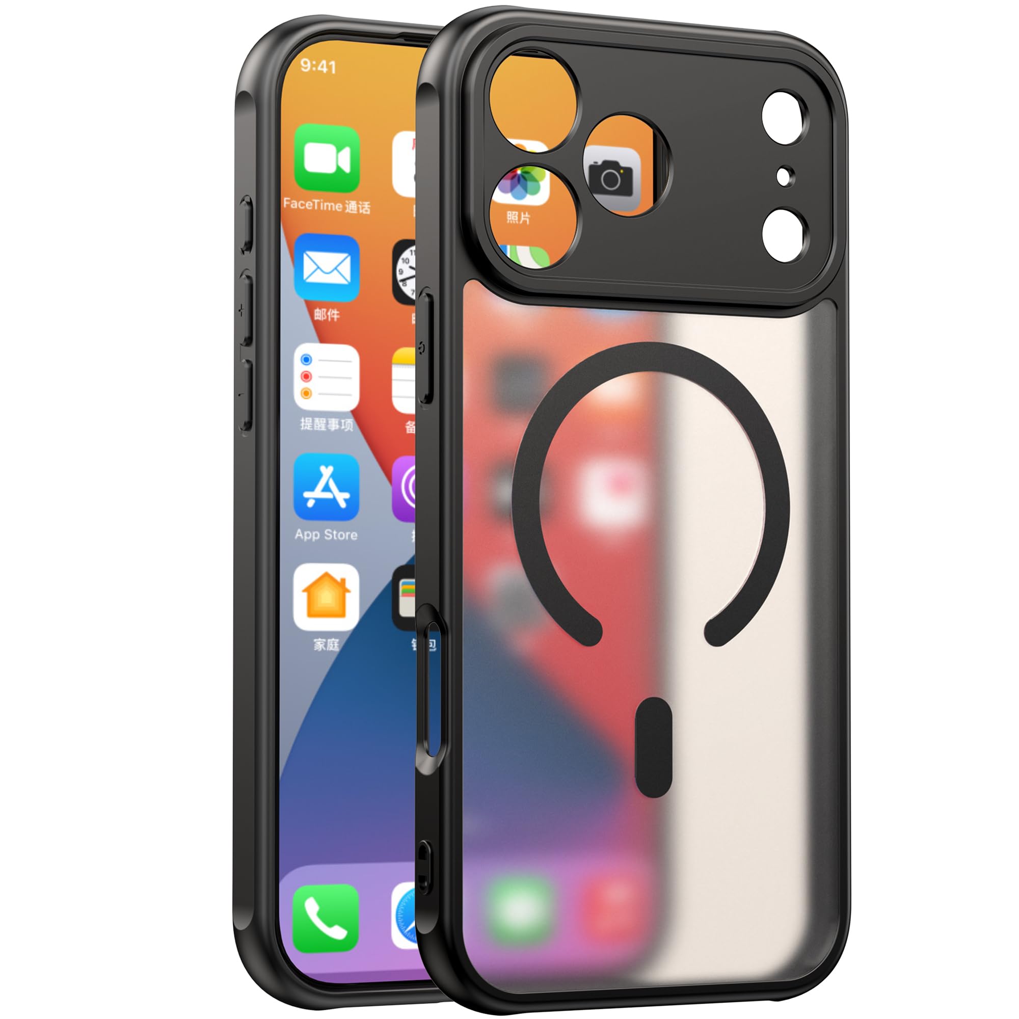 【米軍MIL規格・指紋防止・高精密Magsafe対応】 iPhone 17 Pro 専用 ケース 米軍MIL規格 耐衝撃 吸収 頑丈 ソフトクリア 薄型軽量 携帯ケース あいふぉん17Pro 強化マグセーフ充電対応 iPhone17プロ 【レンズカバーとストラップホール付き】 指紋防止半透明落下防止衝撃に強いスマホカバー iphon 17Pro 男女性 耐久 放熱 マットかっこいい 黒