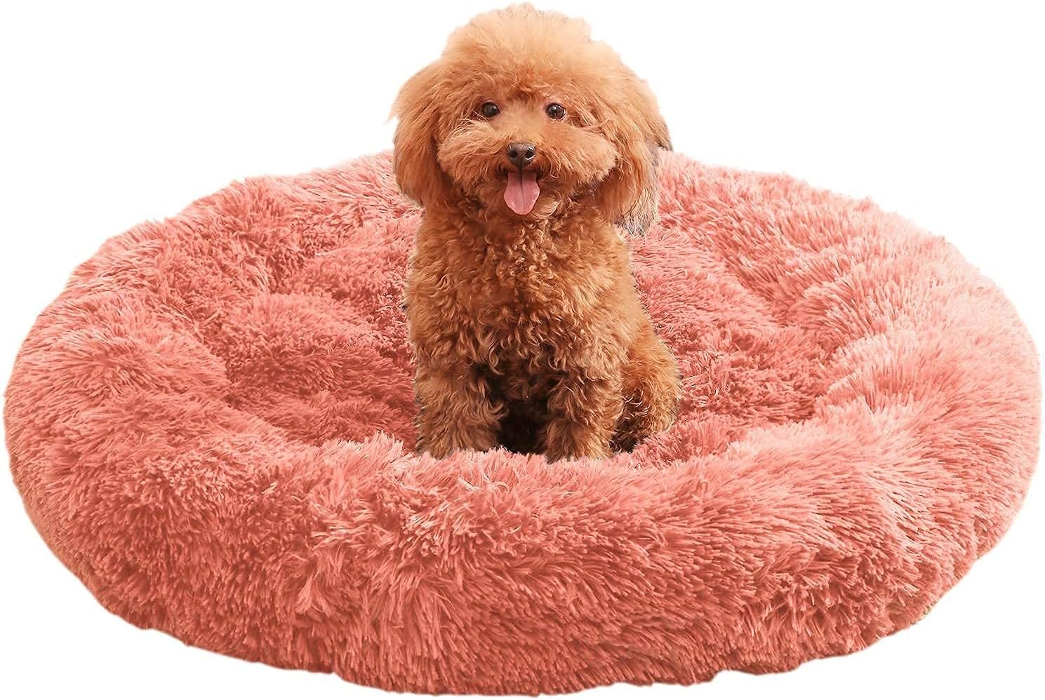 BIGA Plush Round Dog Bed 31'' Comfortable Donut Cuddler Round Fluffy Pet Bed