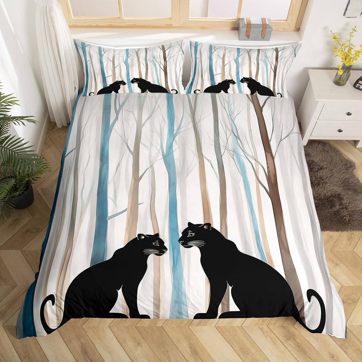 Housse de Couette 200x200 Léopard Parure de Lit Adulte Premium