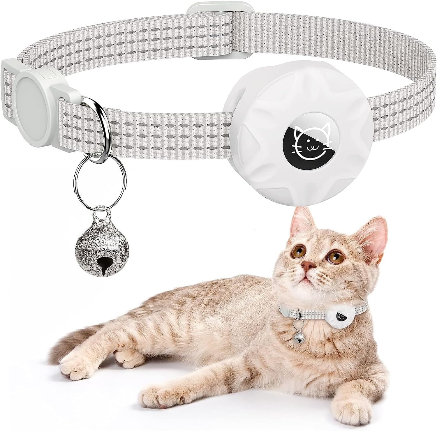 Cat Collar for AirTag Integrated Reflective Kitten Collar, Puppy Cat Collar with Bell