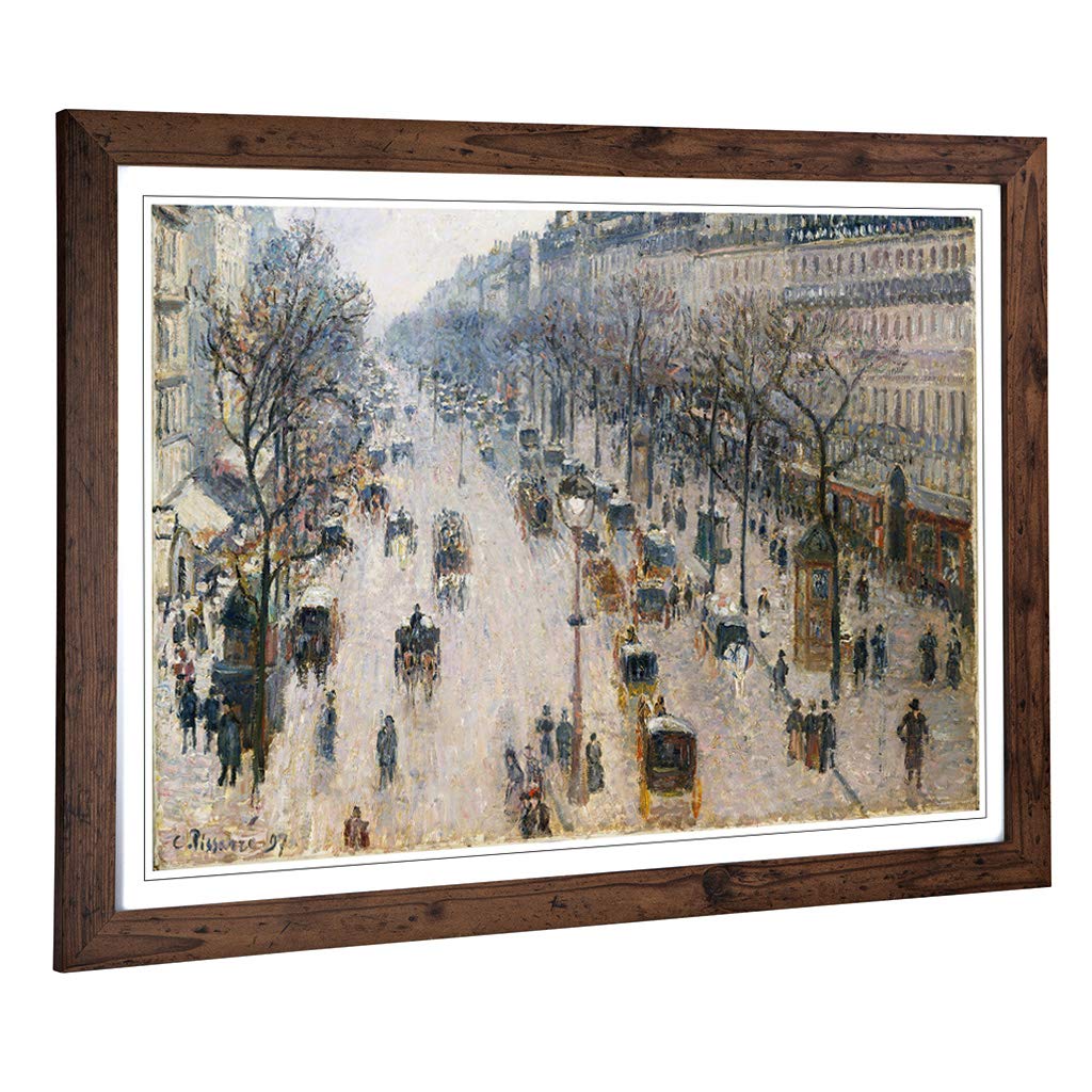 Big Box Art Framed Print of Camille Pissaro Boulevard Montmartre (2) Design | Wall Art Picture | Home Decor for Kitchen, Living Room, Bedroom, Hallway, Walnut, A2 / 24.5x18 Inch / 62x45cm