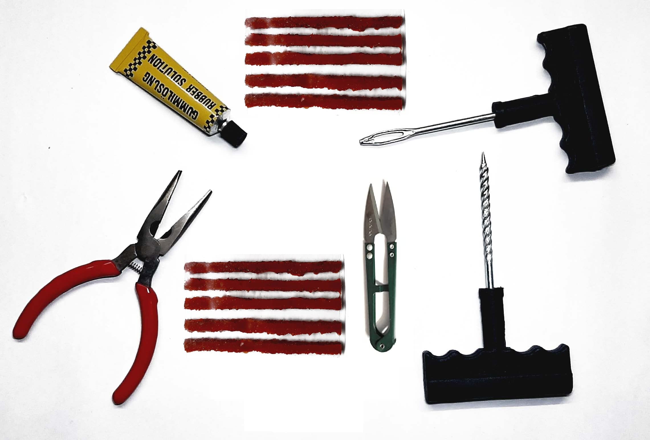 Car Tire Repair Tool Kit Studding Tool Set Auto Bike Tubeless Tyre Puncture Repair Kit-image-11