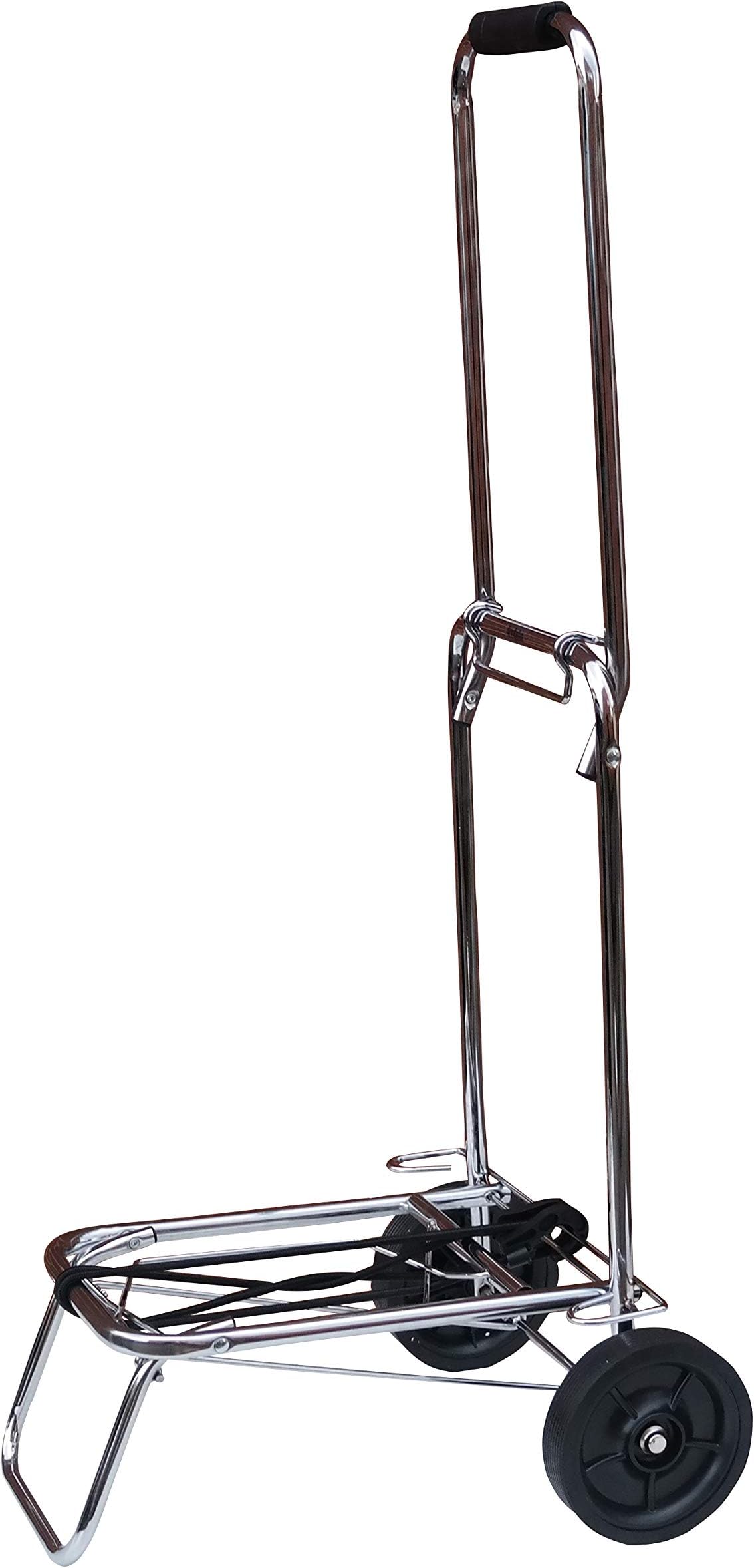 Acclaim 50 Kg Heavy Duty Solid Construction Compact Tubular Steel Travel Cart Folding 99cm 39” Handle Chrome Metal Expanding Base Luggage Trolley