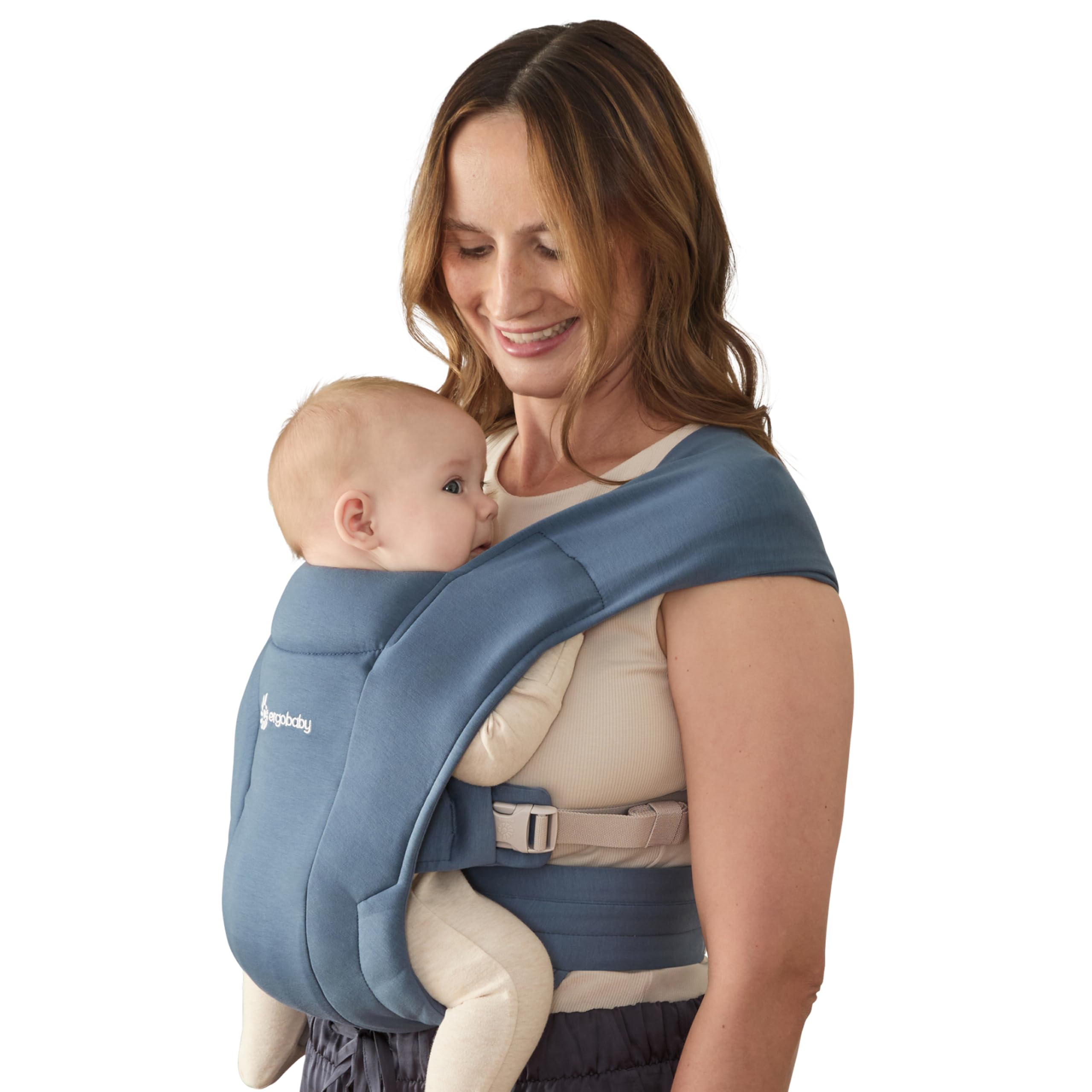 Ergobaby Embrace Cozy - Portabebés recién nacido (7-25 libras), punto Ponte, azul Oxford