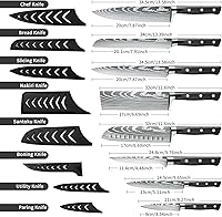 Vista 2 de MDHAND Professional Chef Knife Set with Roll Bag, 9PCS Japanese Kitchen Knife Set with Sharpener, High Carbon Stainless Steel Kitchen Knives